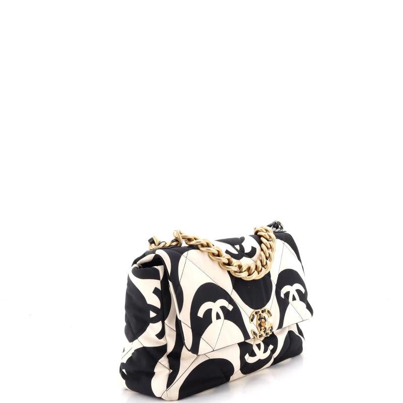 Chanel 19 Flap Bag Quilted Printed Silk Large - 2