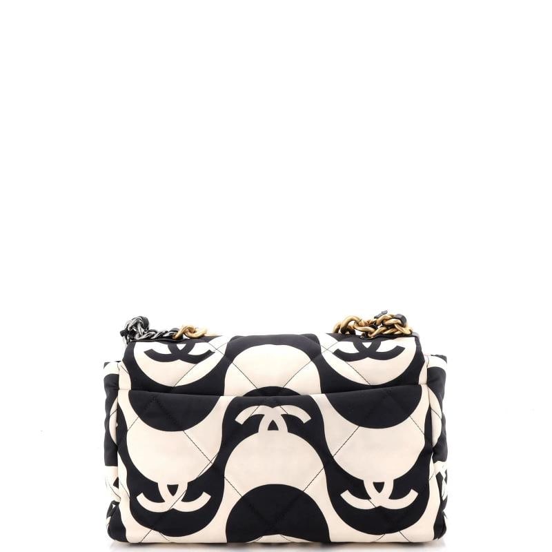 Chanel 19 Flap Bag Quilted Printed Silk Large - 3