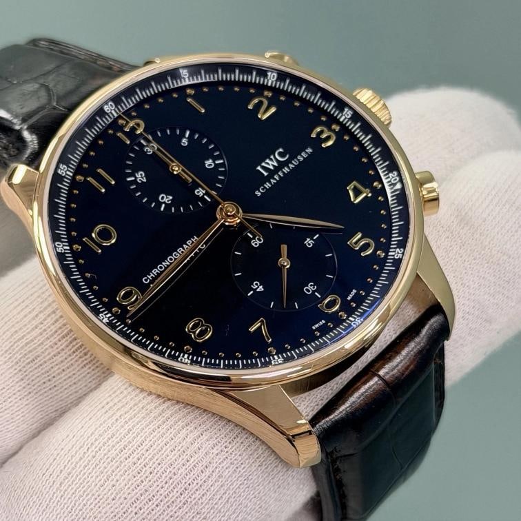 IWC Portuguese Chronograph Portugieser IW371415 41mm 18k Rose Gold Black Dial - 4