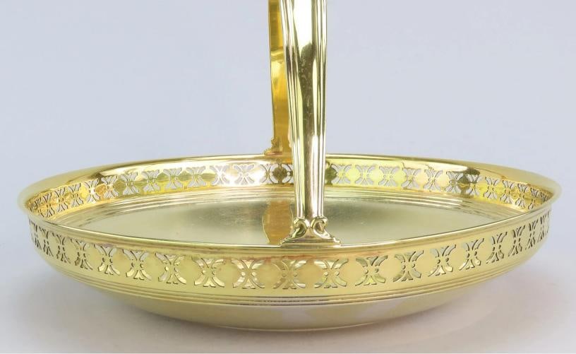 Superb Tiffany Co Gilt Sterling Silver Gold Vermeil Pierced Rim Basket Bowl - 2