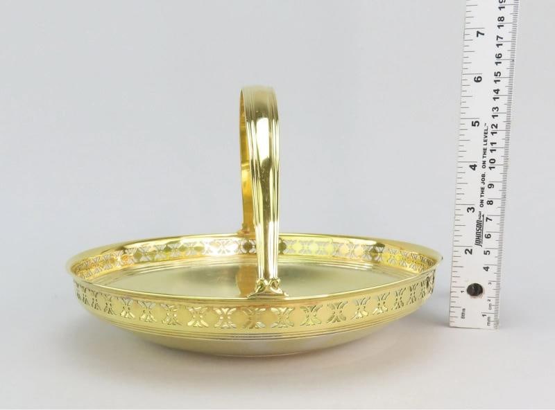 Superb Tiffany Co Gilt Sterling Silver Gold Vermeil Pierced Rim Basket Bowl - 7