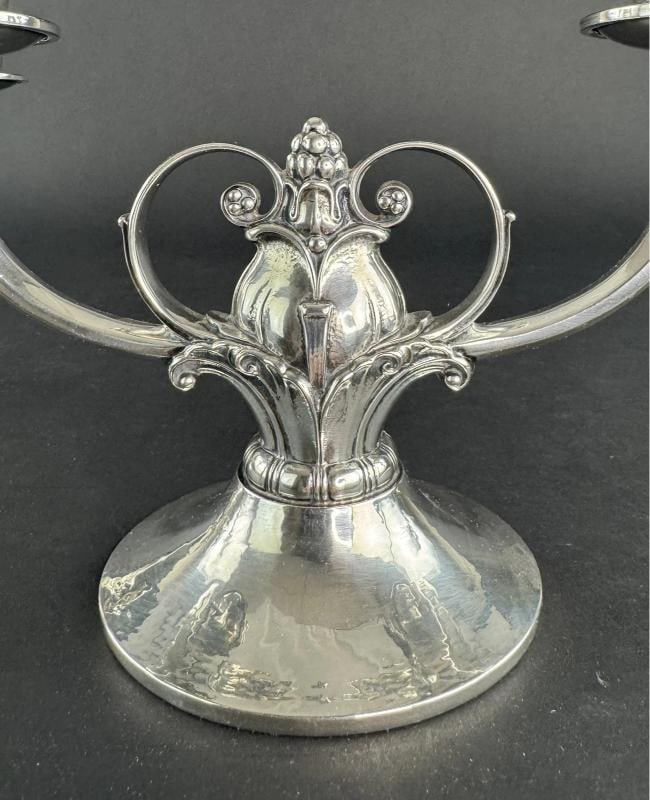 Stylish Pair Gorham Sterling Silver Jensen Style Double Arm Candelabra - 3
