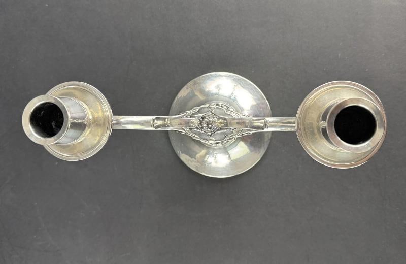 Stylish Pair Gorham Sterling Silver Jensen Style Double Arm Candelabra - 7