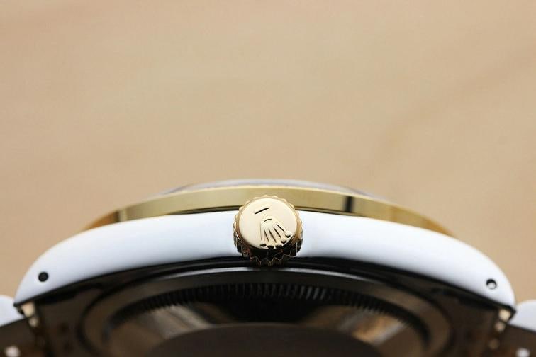 ROLEX MENS DATEJUST BLACK 18K YELLOW GOLD DIAMOND STEEL QUICKSET 16233 WATCH - 7
