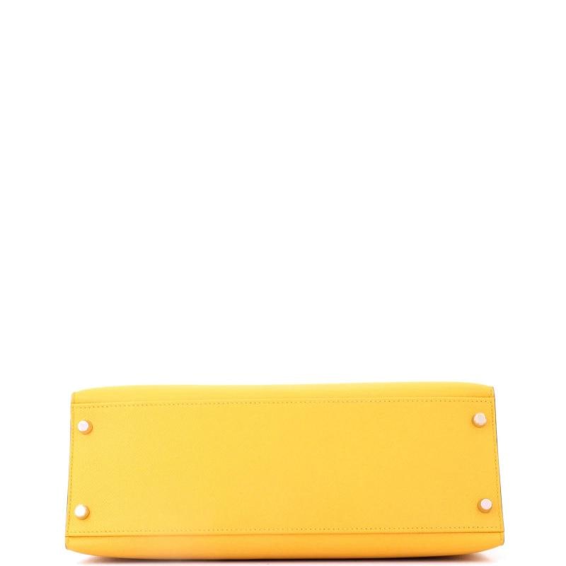 Hermes Kelly Handbag Yellow Epsom with Palladium Hardware 32 - 4