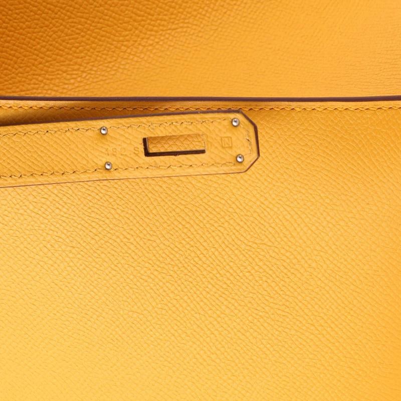 Hermes Kelly Handbag Yellow Epsom with Palladium Hardware 32 - 8