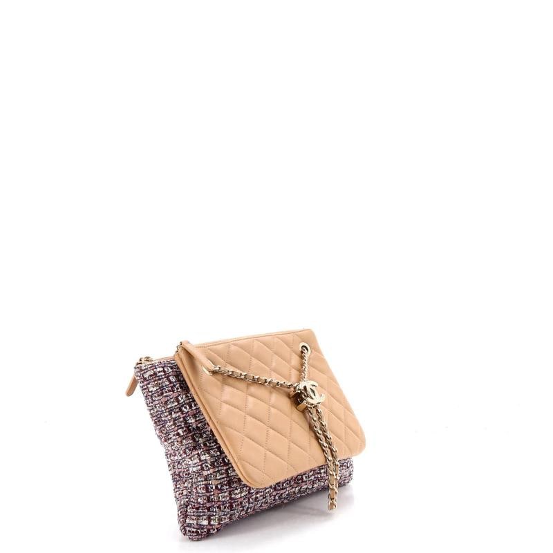 Chanel Double Pouch Waist Bag Quilted Leather and Tweed - 2