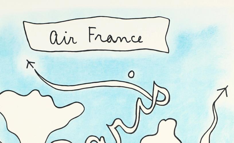 Original Vintage Poster - Jean Cocteau - Air France - Paris - France - C. 1963 - 3