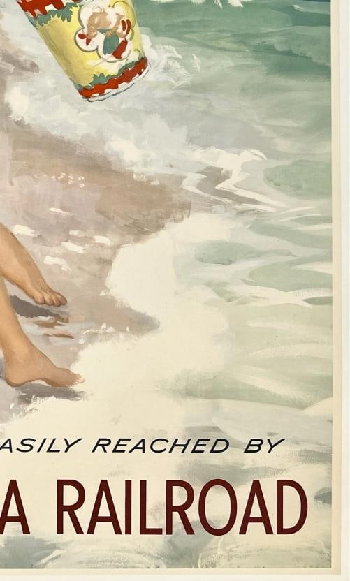 Original Vintage Poster NEW JERSEY SEASHORE - PENNSYLVANIA RAILROAD Travel LINEN - 5