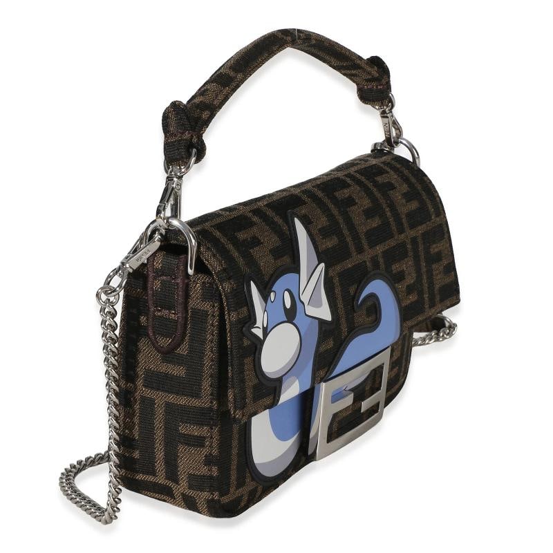 Fendi X FRGMT X POKEMON Brown FF Jacquard Fabric Dratini Mini Baguette Bag - 4