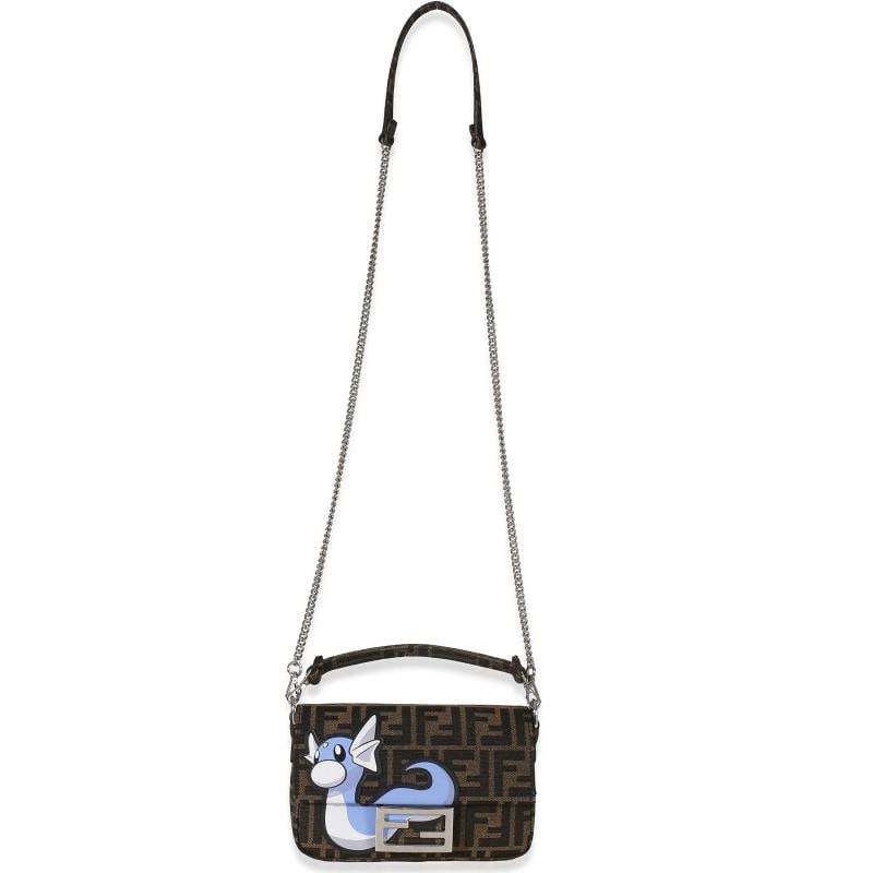Fendi X FRGMT X POKEMON Brown FF Jacquard Fabric Dratini Mini Baguette Bag - 6