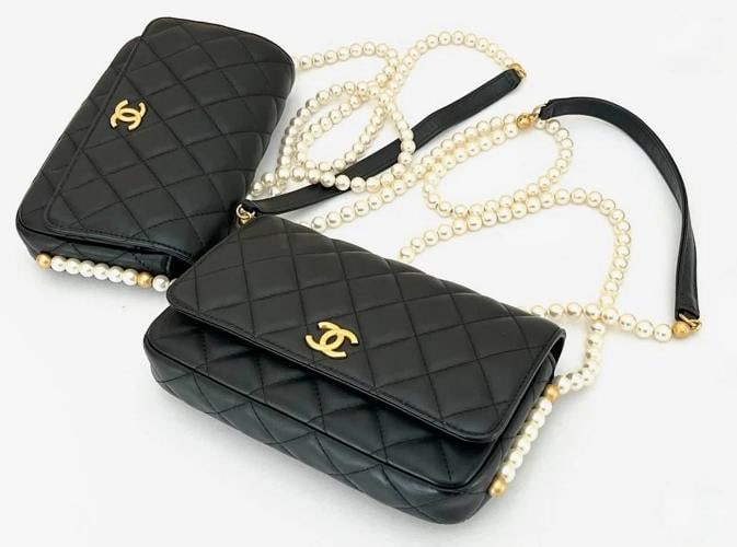 Chanel Ã¢â‚¬Å“All About PearlsÃ¢â‚¬&#: This pre-owned Chanel Ã¢â‚¬Å“All About PearlsÃ¢â‚¬Â Wallet on Chain Crossbody Bag from the coveted