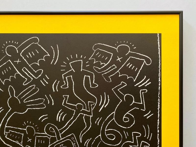 KEITH HARING RARE 1990 LITHO PRINT FRAMED POP ART EXHIBIT POSTER "UNTITLED" 1985 - 10