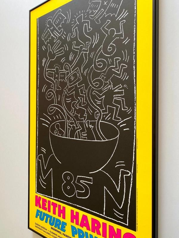 KEITH HARING RARE 1990 LITHO PRINT FRAMED POP ART EXHIBIT POSTER "UNTITLED" 1985 - 14
