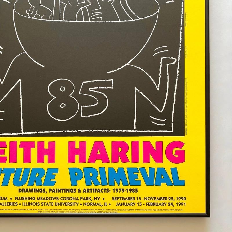 KEITH HARING RARE 1990 LITHO PRINT FRAMED POP ART EXHIBIT POSTER "UNTITLED" 1985 - 15