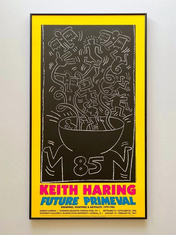 KEITH HARING RARE 1990 LITHO PRINT FRAMED POP ART EXHIBIT POSTER "UNTITLED" 1985: THIS KEITH HARING RARE VINTAGE 1990 LITHOGRAPH PRINT CUSTOM FRAMED LARGE POP ART EXHIBITION POSTER " UNTITLED " 1985, IS AN INCREDIBLY SPECIAL AND UNIQUE PIECE TO ADD TO YOUR COLLECTION. THE POP ART E