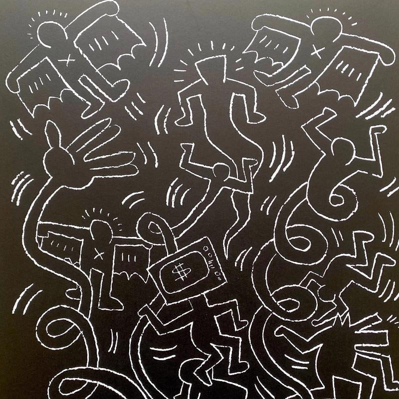 KEITH HARING RARE 1990 LITHO PRINT FRAMED POP ART EXHIBIT POSTER "UNTITLED" 1985 - 6