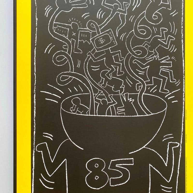 KEITH HARING RARE 1990 LITHO PRINT FRAMED POP ART EXHIBIT POSTER "UNTITLED" 1985 - 7