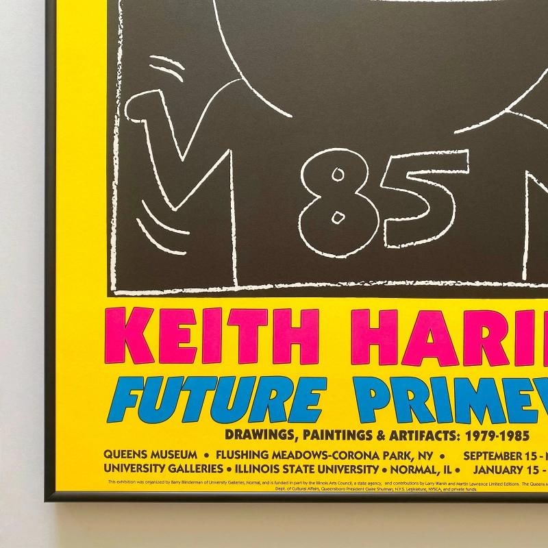 KEITH HARING RARE 1990 LITHO PRINT FRAMED POP ART EXHIBIT POSTER "UNTITLED" 1985 - 9