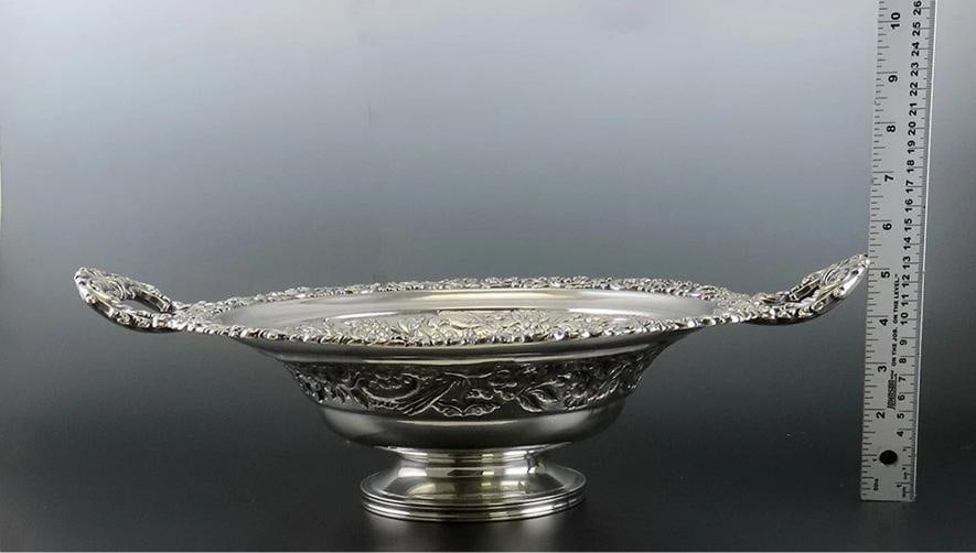 Fine Old Sheffield Fused Silverplate Double Handle Pedestal Bowl Centerpiece - 10