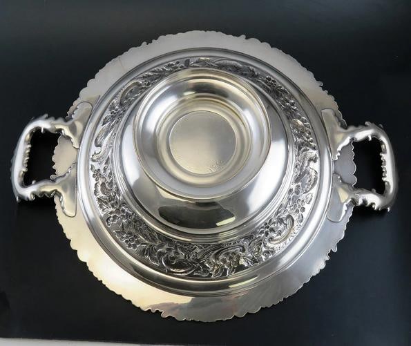 Fine Old Sheffield Fused Silverplate Double Handle Pedestal Bowl Centerpiece - 8