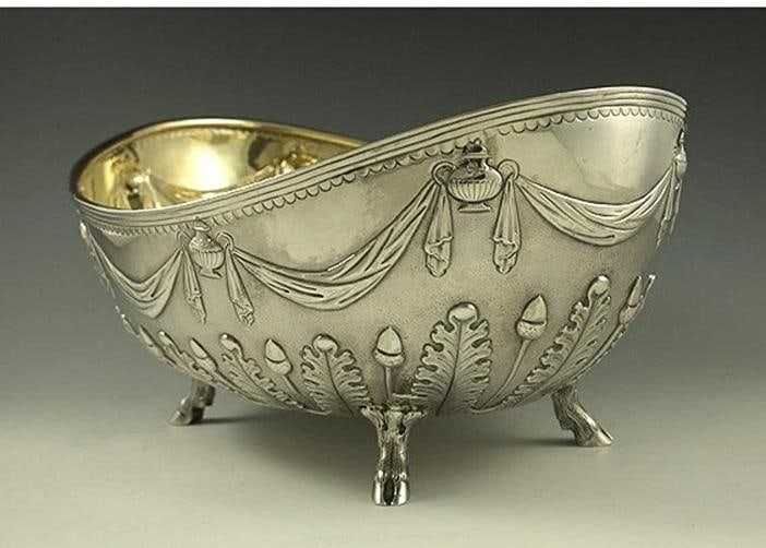 Antique 1836 English Georgian Sterling Silver Acorn Oak Leaf Bowl/Dish Set - 3