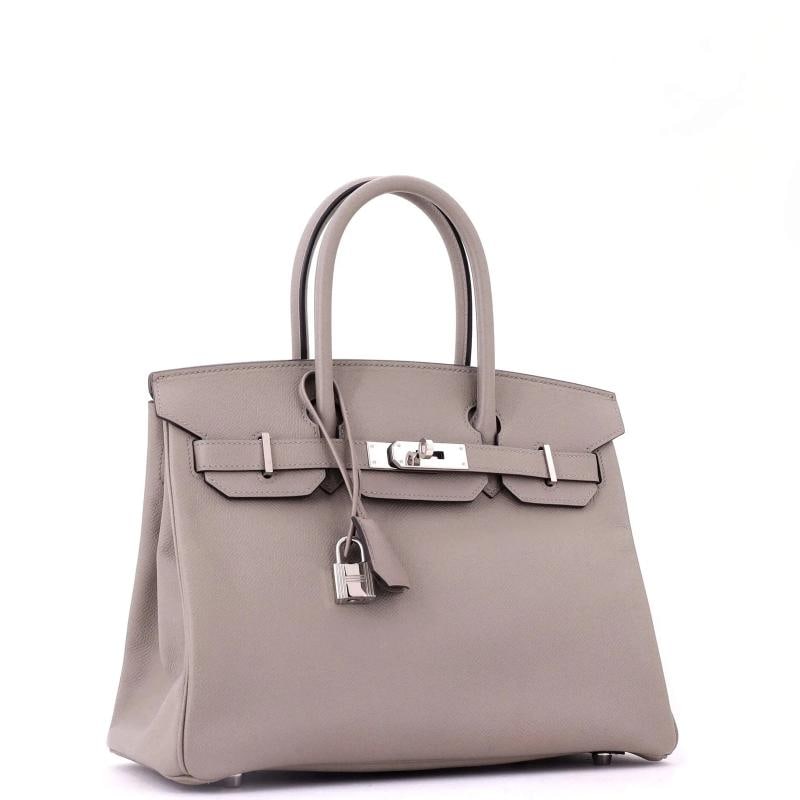 Hermes Birkin Handbag Grey Epsom with Palladium Hardware 30 - 3