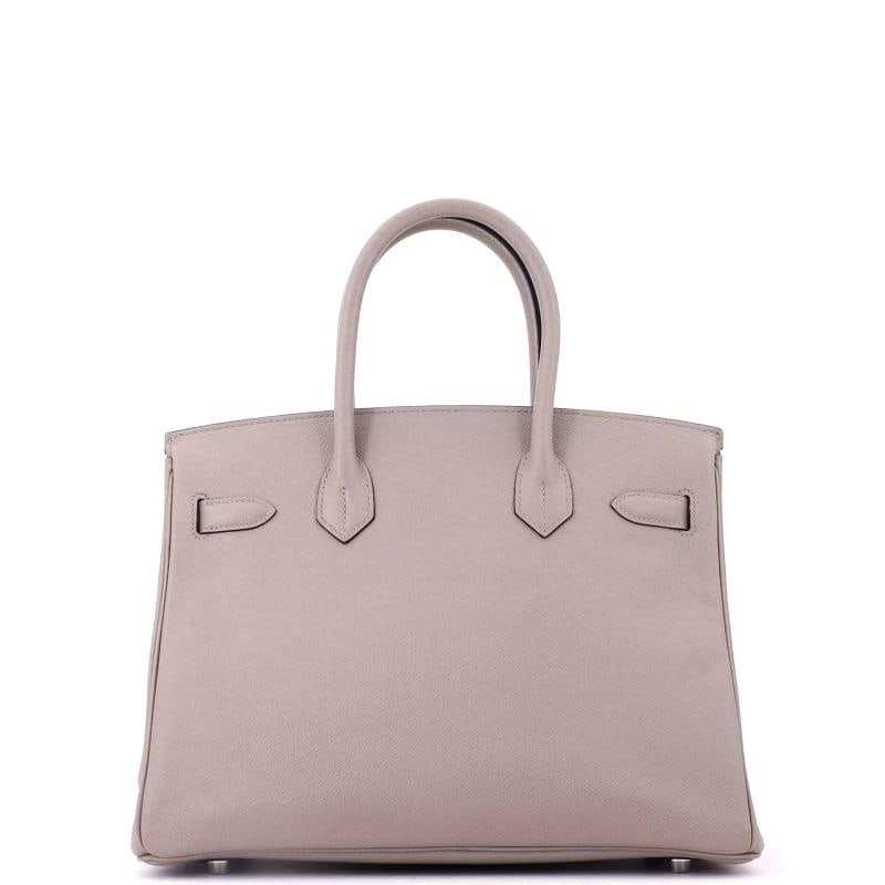 Hermes Birkin Handbag Grey Epsom with Palladium Hardware 30 - 4