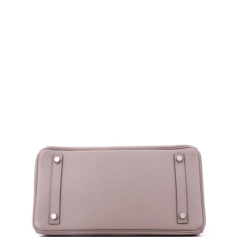 Hermes Birkin Handbag Grey Epsom with Palladium Hardware 30 - 5