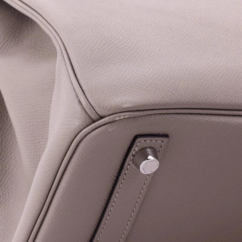 Hermes Birkin Handbag Grey Epsom with Palladium Hardware 30 - 8