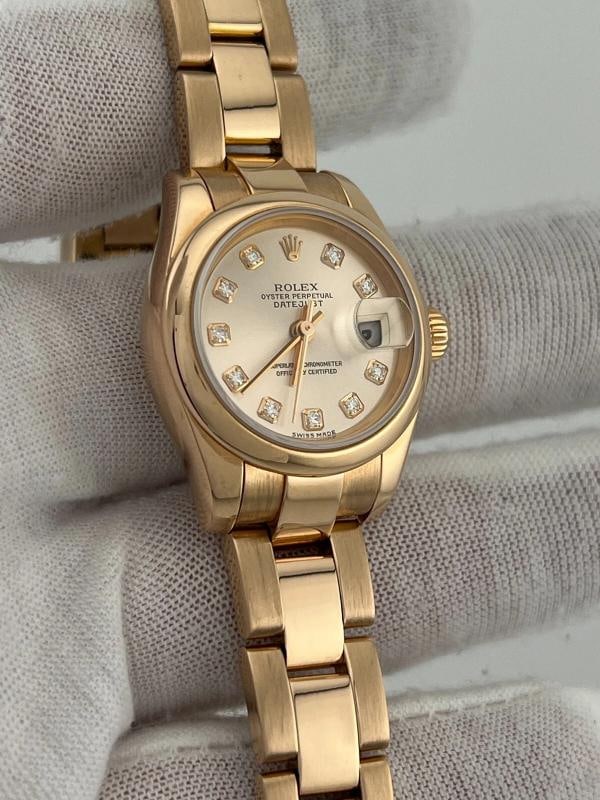 Rolex Ladies Datejust 179165 Factory Pink Diamond Dial 18K Rose Gold - 4