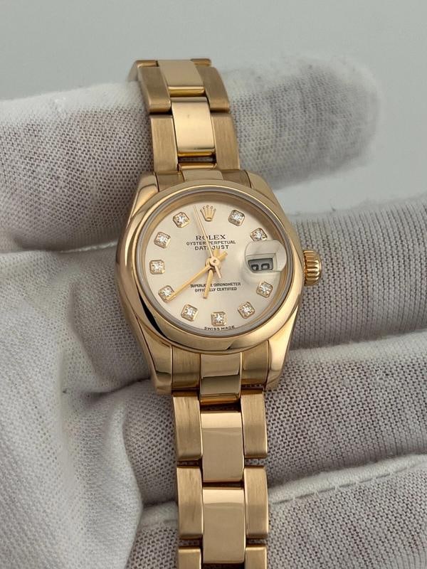 Rolex Ladies Datejust 179165 Factory Pink Diamond Dial 18K Rose Gold - 5
