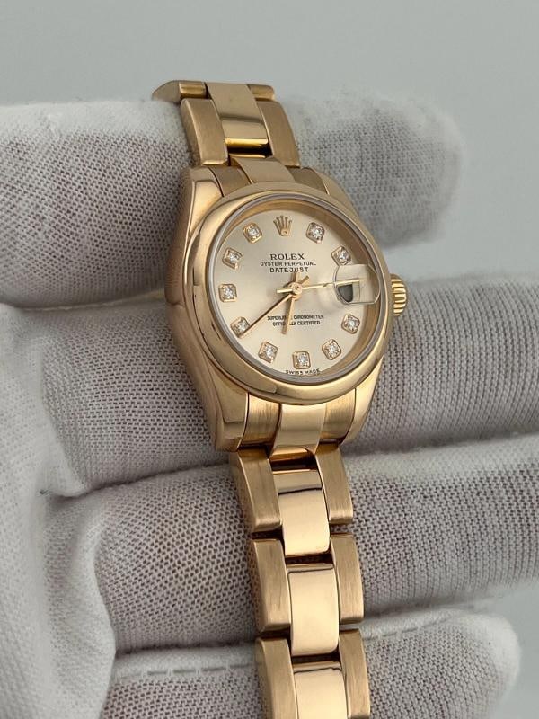 Rolex Ladies Datejust 179165 Factory Pink Diamond Dial 18K Rose Gold - 6