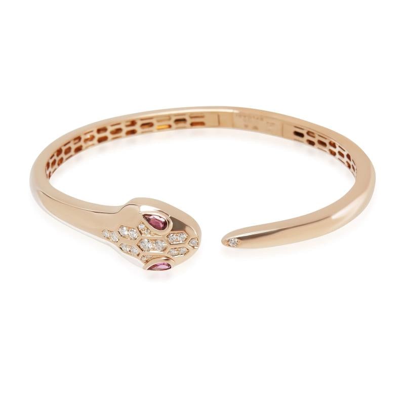 BVLGARI Rose Gold Rubelite and Diamond Serpenti Seduttori Bracelet: PRIMARY DETAILS SKU: Z156319 Listing Title: BVLGARI Rose Gold Rubelite and Diamond Serpenti Seduttori Bracelet Condition Description: Born on Rome's Via Condotti in 1884, BVLGARI draws its creative
