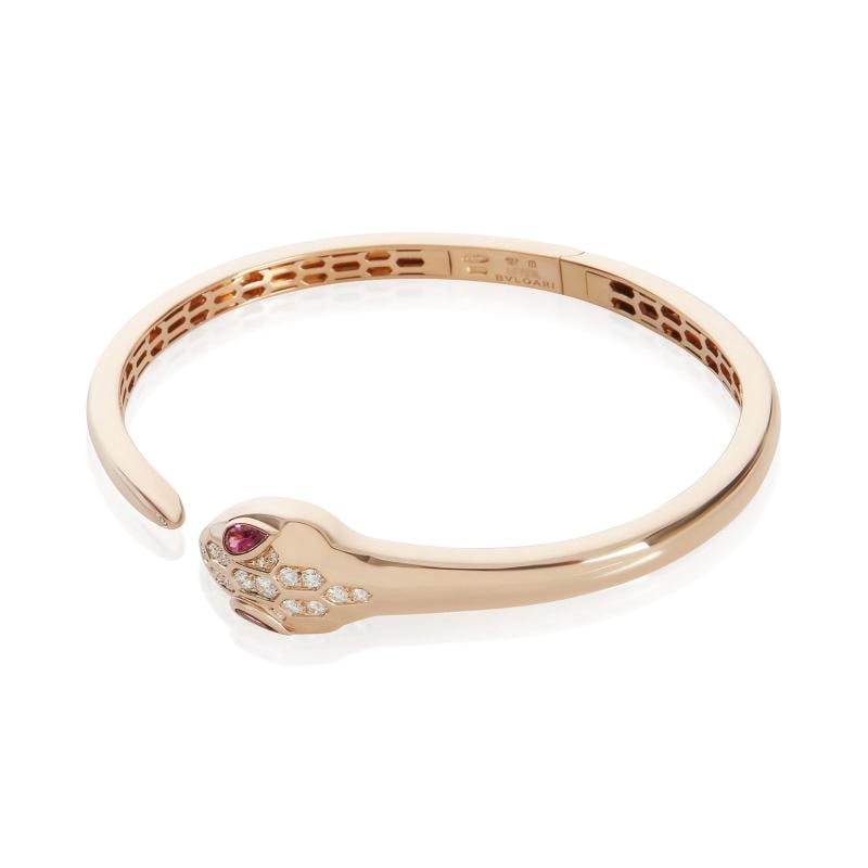 BVLGARI Rose Gold Rubelite and Diamond Serpenti Seduttori Bracelet - 2