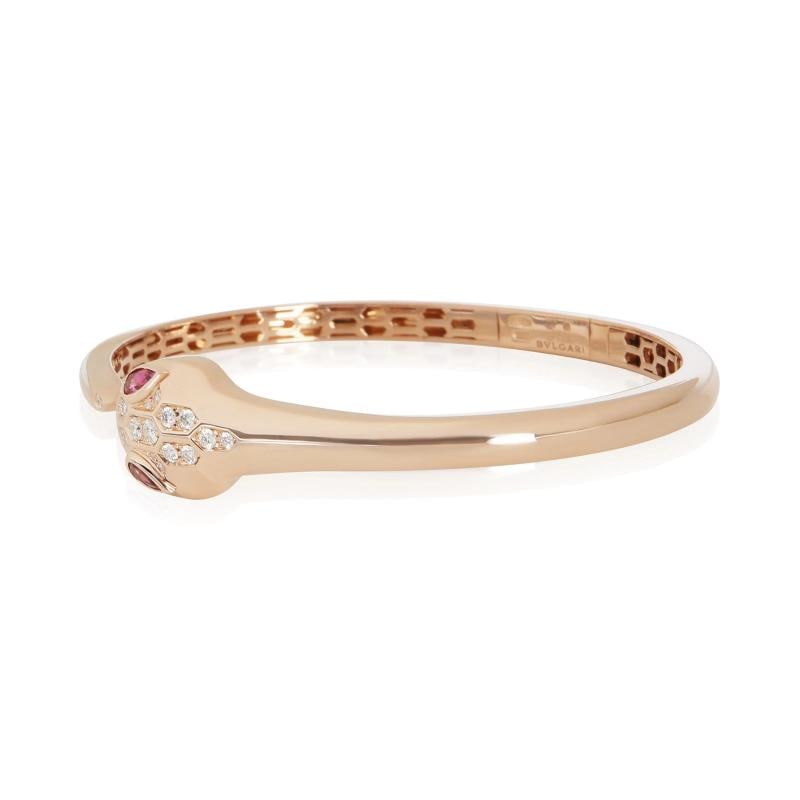BVLGARI Rose Gold Rubelite and Diamond Serpenti Seduttori Bracelet - 3