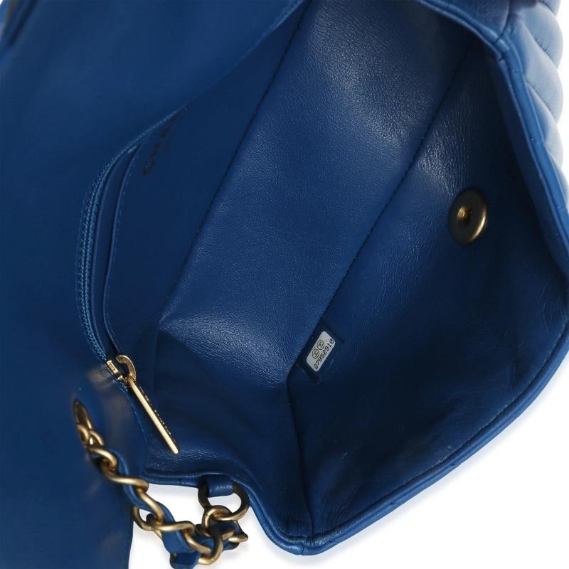 Chanel Blue Lambskin Chevron Mini Rectangular Flap Bag - 6