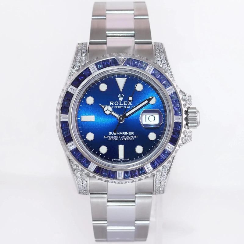 2017 MINT Rolex Submariner Date 116610 Diamond Sapphire Steel Blue Ceramic Watch - 2
