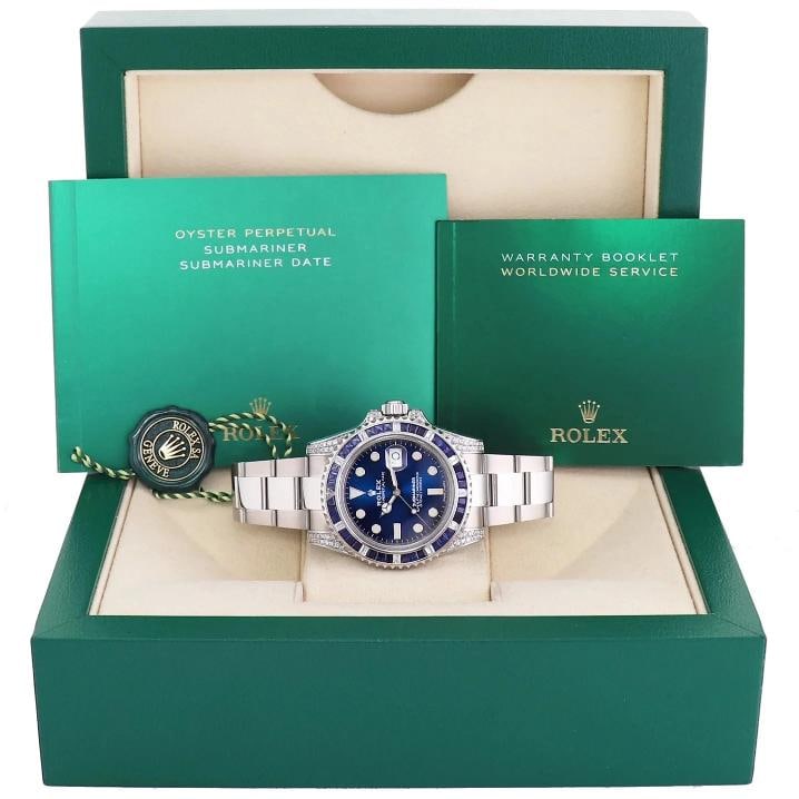 2017 MINT Rolex Submariner Date 116610 Diamond Sapphire Steel Blue Ceramic Watch - 8