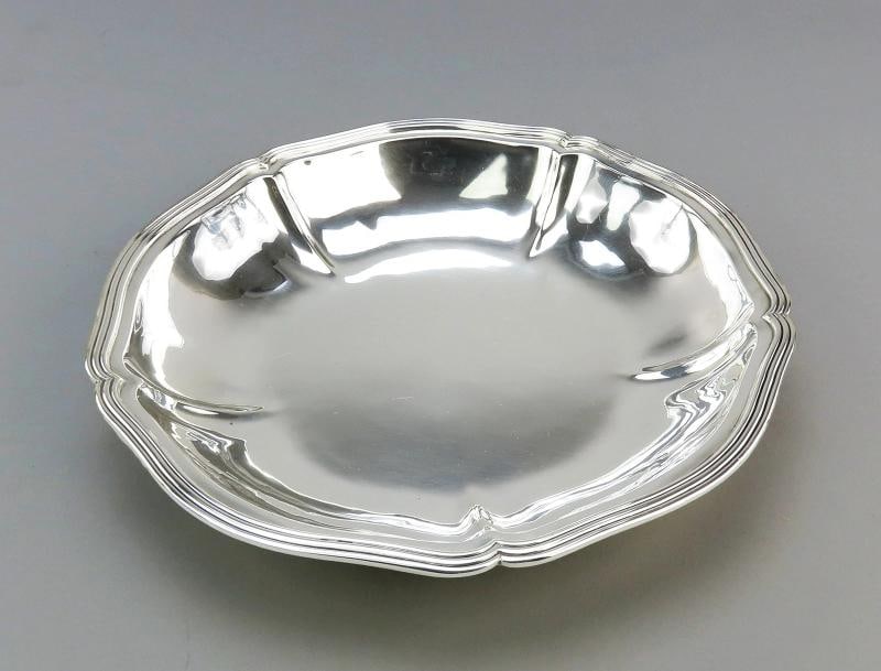 C 1940s Handsome Sterling Silver Stone Dish Threaded Edge No Mono - 2