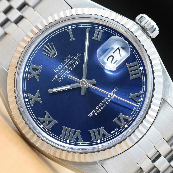 MENS ROLEX DATEJUST 16014 BLUE ROMAN 18K WHITE GOLD STAINLESS STEEL WATCH: Condition Pre-owned - Excellent Seller Notes Ã¢â‚¬Å“This stunning Rolex watch is guaranteed to be genuine and in mint condition. It has been carefully ... Read