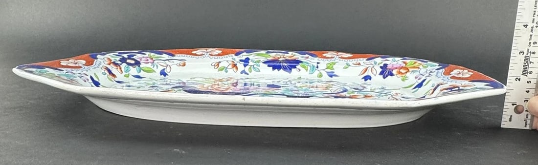 Large c1822 Spode's New Stone 3875 Japan Imari Octagonal Serving Platter Tray - 4