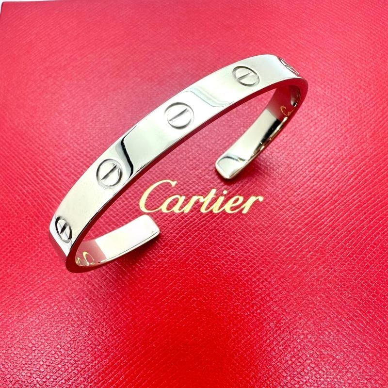 Cartier LOVE 18KT White Gold Bracelet Cuff SZ 16: Materials sourced from France Country of Origin France Signed Yes Color White Metal White Gold Modified Item No Main Stone No Stone Brand Cartier Type Bracelet Metal Purity 18k Base Metal White Gold S