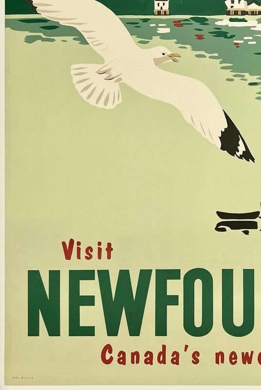 Original Vintage Poster VISIT NEWFOUNDLAND CANADA'S NEWEST PLAYGROUND Travel OL - 4