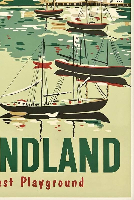 Original Vintage Poster VISIT NEWFOUNDLAND CANADA'S NEWEST PLAYGROUND Travel OL - 5
