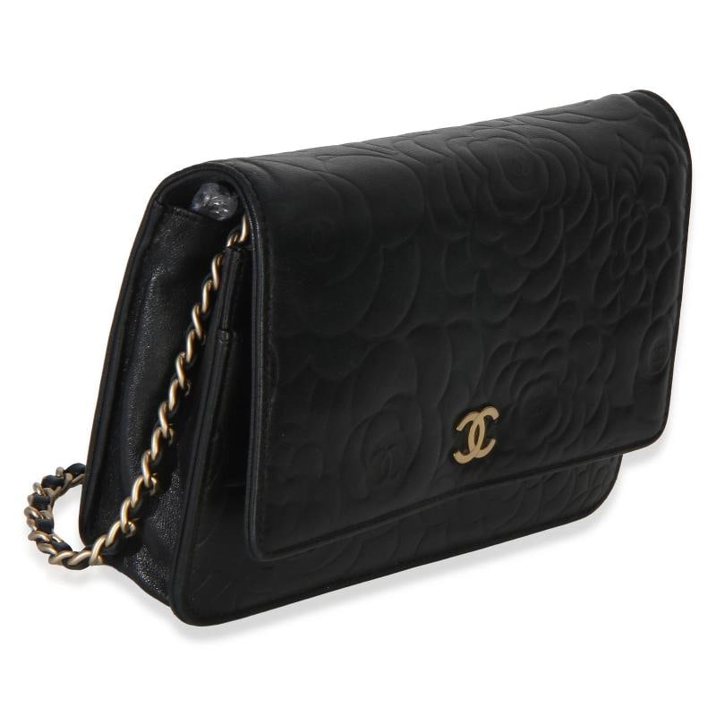 Chanel Black Camellia Lambskin Wallet on Chain - 4