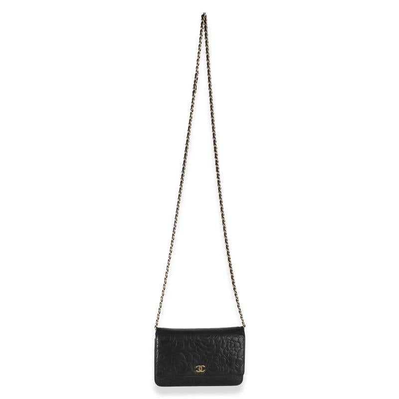 Chanel Black Camellia Lambskin Wallet on Chain - 6