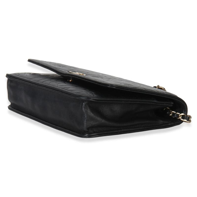 Chanel Black Camellia Lambskin Wallet on Chain - 7