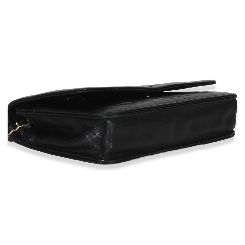 Chanel Black Camellia Lambskin Wallet on Chain - 8