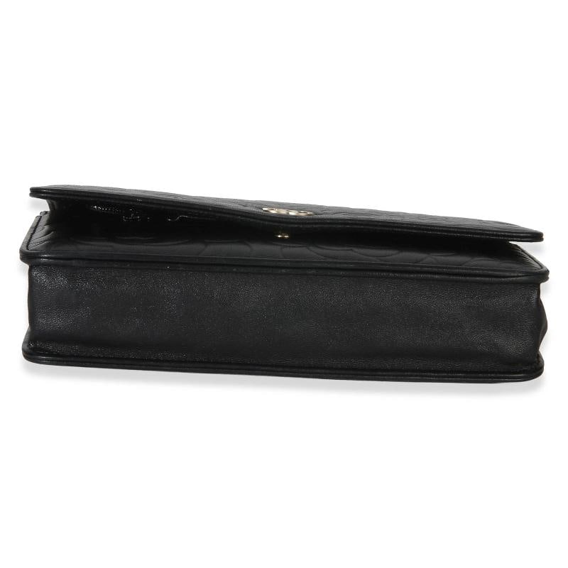 Chanel Black Camellia Lambskin Wallet on Chain - 9